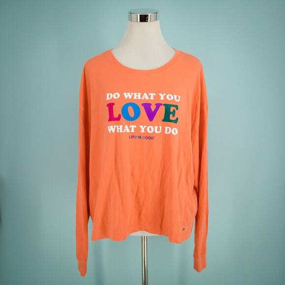 Life Is Good Plus Size XXL Orange Do What You Love Graphic Long Sleeve Knit Top - Picture 1 of 6